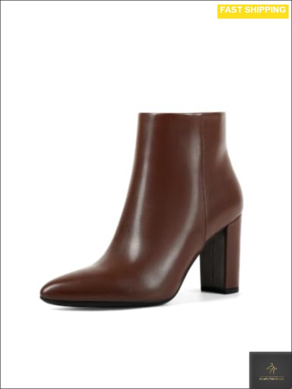 Women's Ankle Boots Pointed Toe Block Chunky Heel Faux Leather Booties